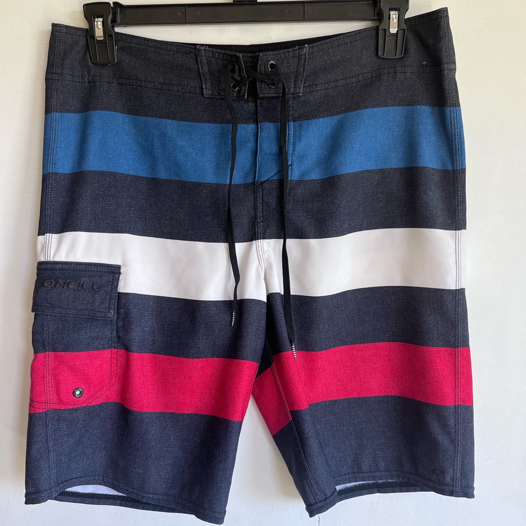 Oneill Surf Brand Surfing Board Shorts Mens 32 Multicolored Striped